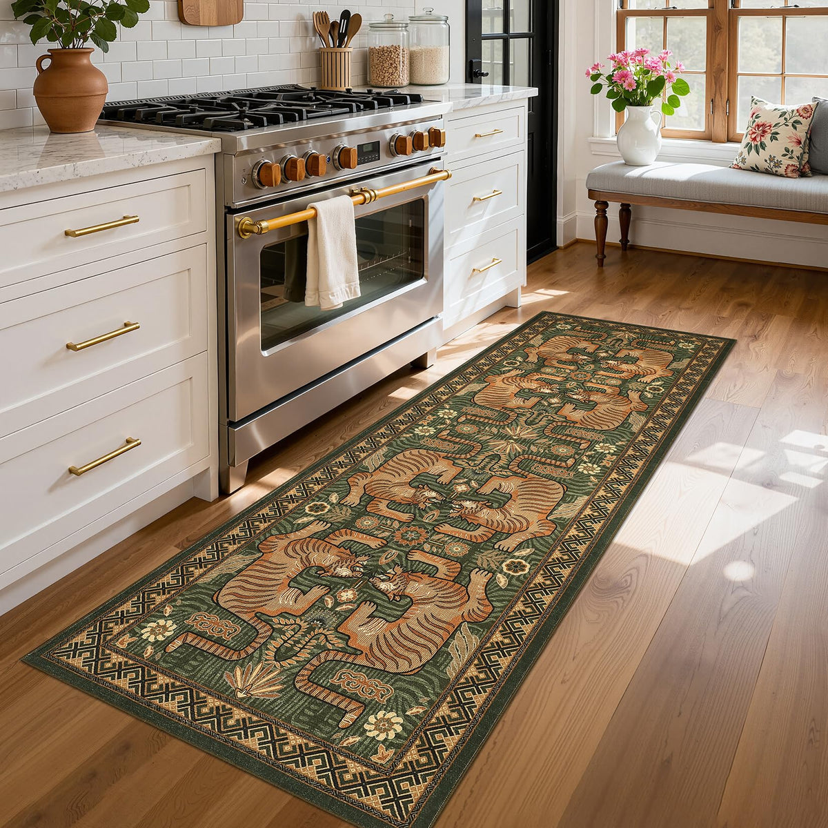GarveeHome Tiger 8x10 Area Rugs Boho Washable Vintage Non Slip Living Room