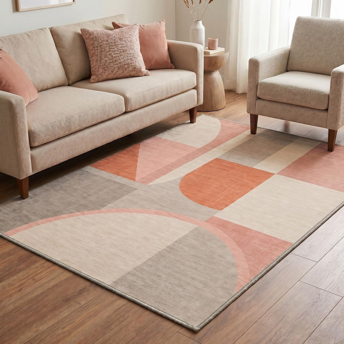 BEIMO 5x7 Washable Area Rugs, Green Mid Century Modern Rug for Bedroom