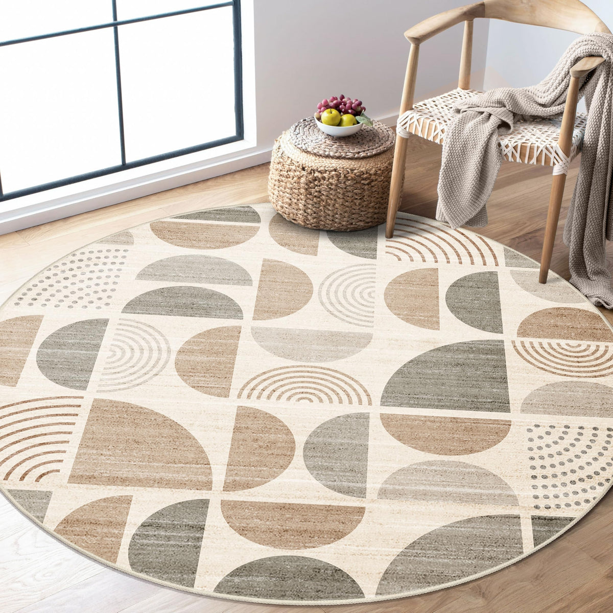 MUJOO 5x7 Area Rugs Washable,Boho Rugs Non Slip Modern Abstract Large
