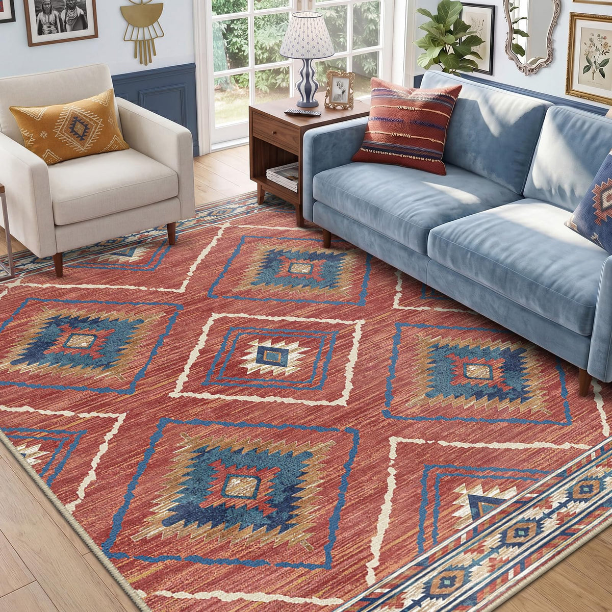 BESTSWEETIE 5'x7' Washable Area Rug for Living Room Bedroom Yellowbrown