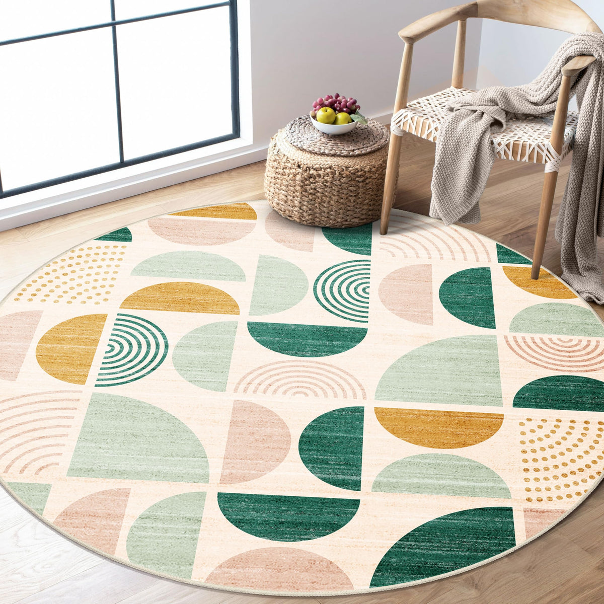 MUJOO 5x7 Area Rugs Washable,Boho Rugs Non Slip Modern Abstract Large