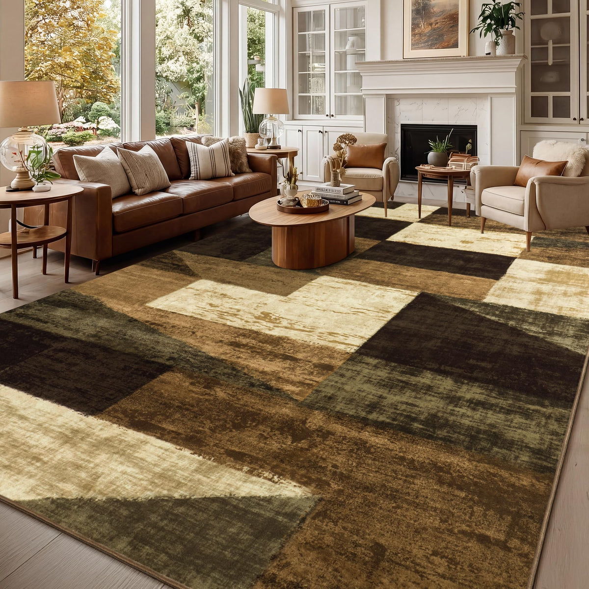 Mugorn Modern Geometric Living Room Rug, Soft Washable 4x6 Area Rug