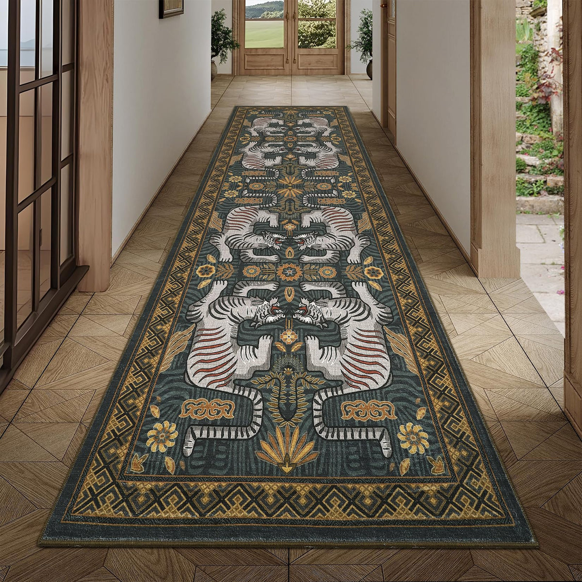GarveeHome Tiger 8x10 Area Rugs Boho Washable Vintage Non Slip Living Room