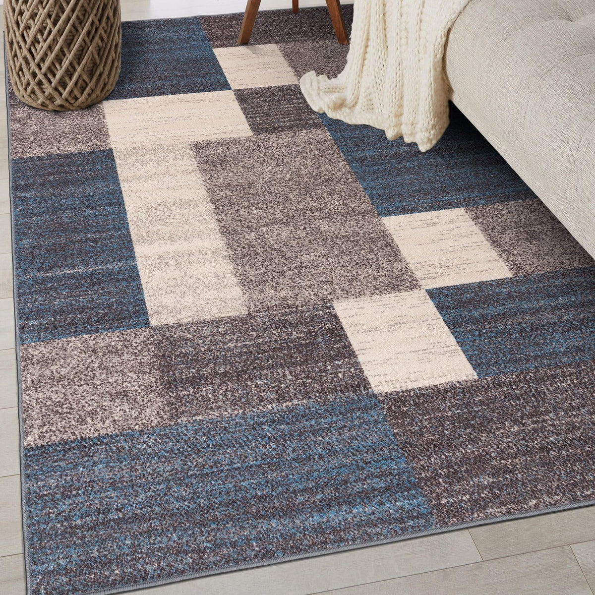 Rugshop Geometric Boxes Non-Slip Modern Area Rug Red 5'3" x 7'3"