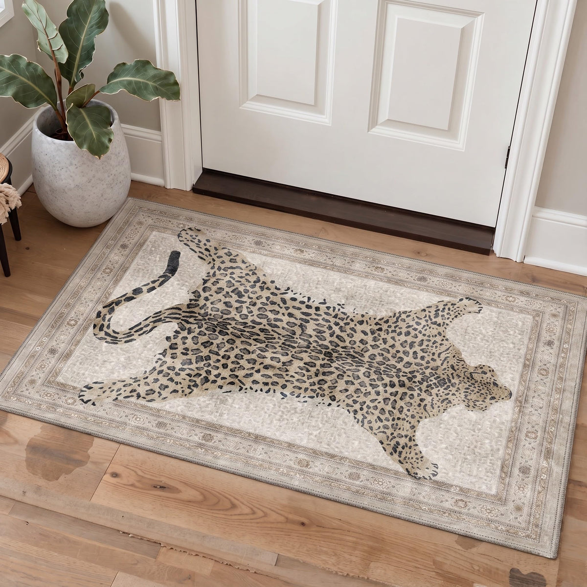 Bavni Leopard Rug 5x7 Cheetah Animal Print Rug Washable Jungle Rugs Blue