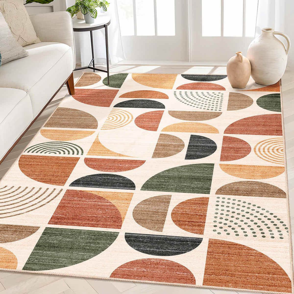 MUJOO 5x7 Area Rugs Washable,Boho Rugs Non Slip Modern Abstract Large