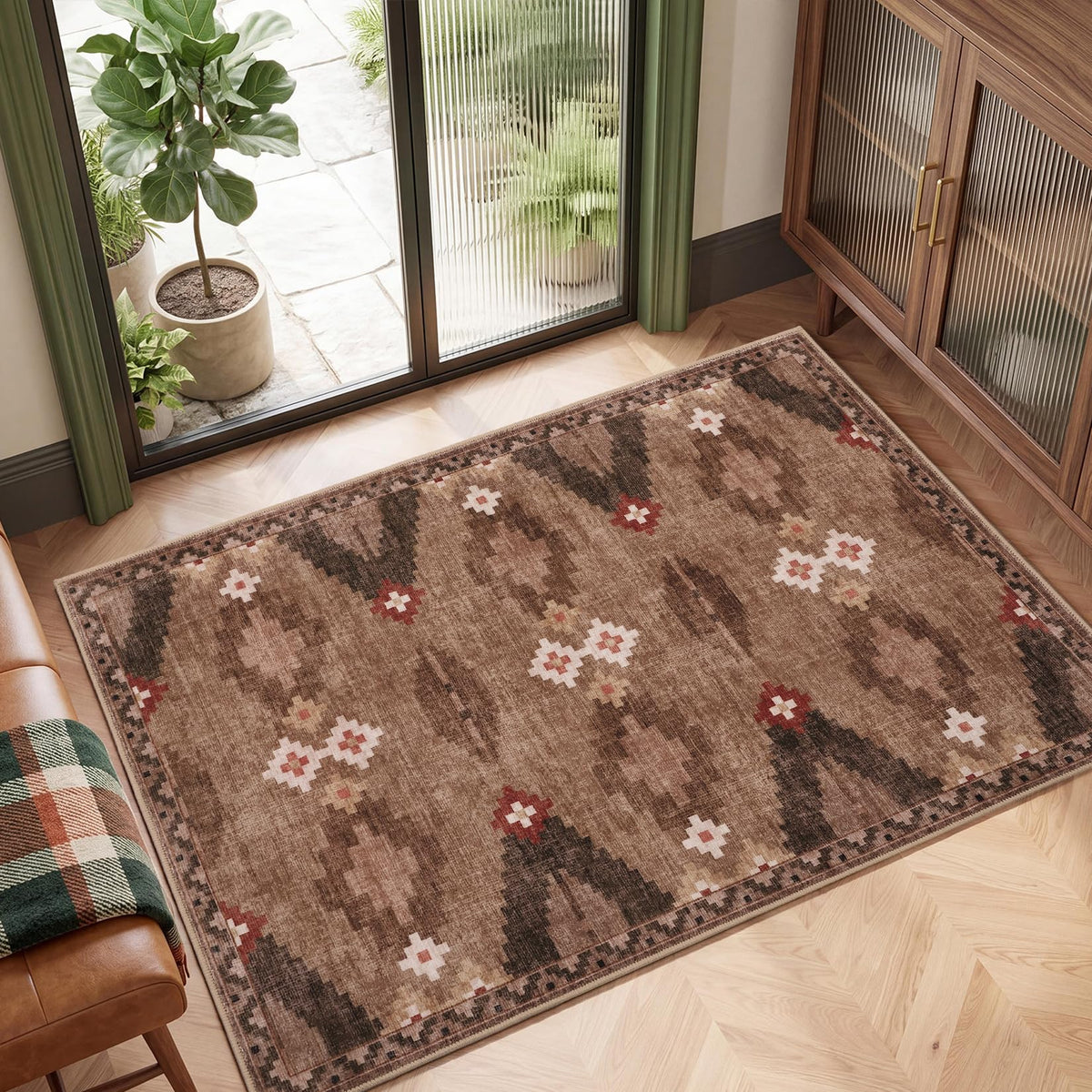 GarveeHome Modern Geometric Bedroom Washable 4x6 Small Living Room Rugs