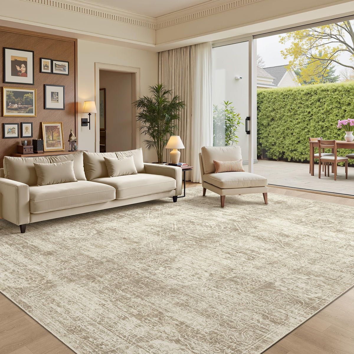Madane 8x10 Area Rugs for Living Room, Washable Neutral Rug Brown/Sand