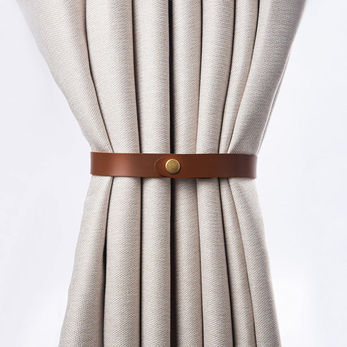 PU Leather Curtain Tie Backs, Ring Clips Curtain Holdabakcs Buckle for Window Draperies of Home Hotel Curtain Holders, Rope Decoration Creative Curtains Buckle Modern Minimalist Set of 2 (Dark Brown)