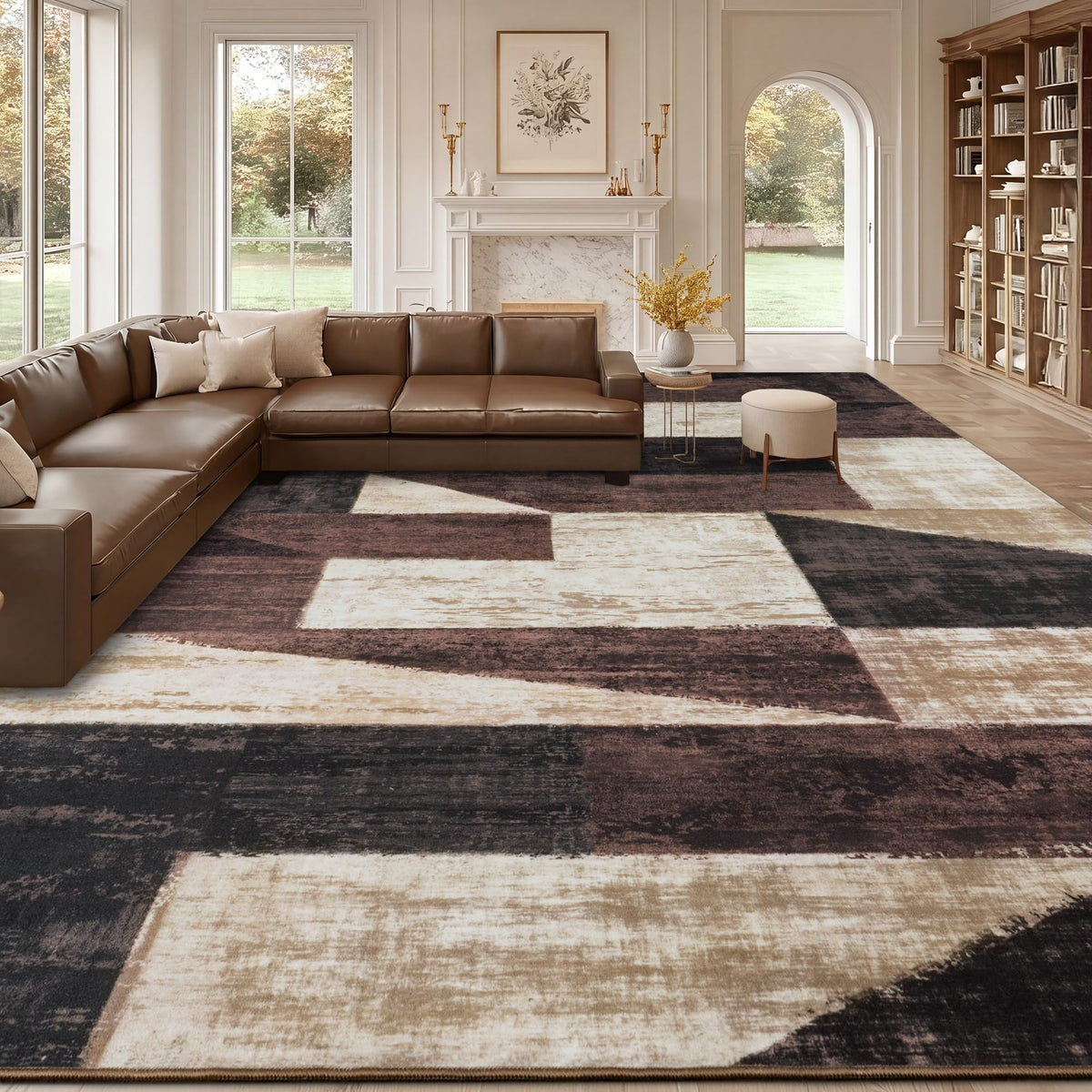 Mugorn Modern Geometric Living Room Rug, Soft Washable 4x6 Area Rug