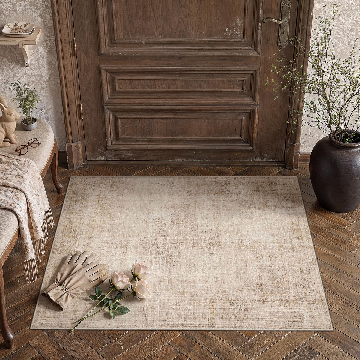 8x10 Dark Brown Vintage Area Rug