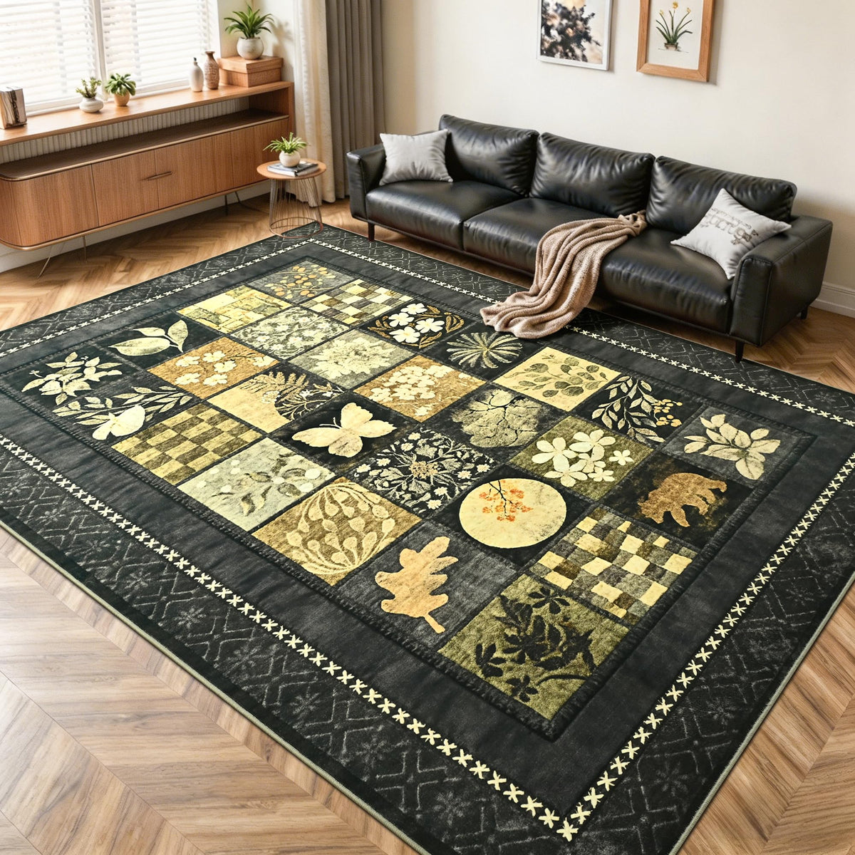 Tepook 8x10 Area Rugs for Living Room, Washable Large Geometric Bedroom Rug