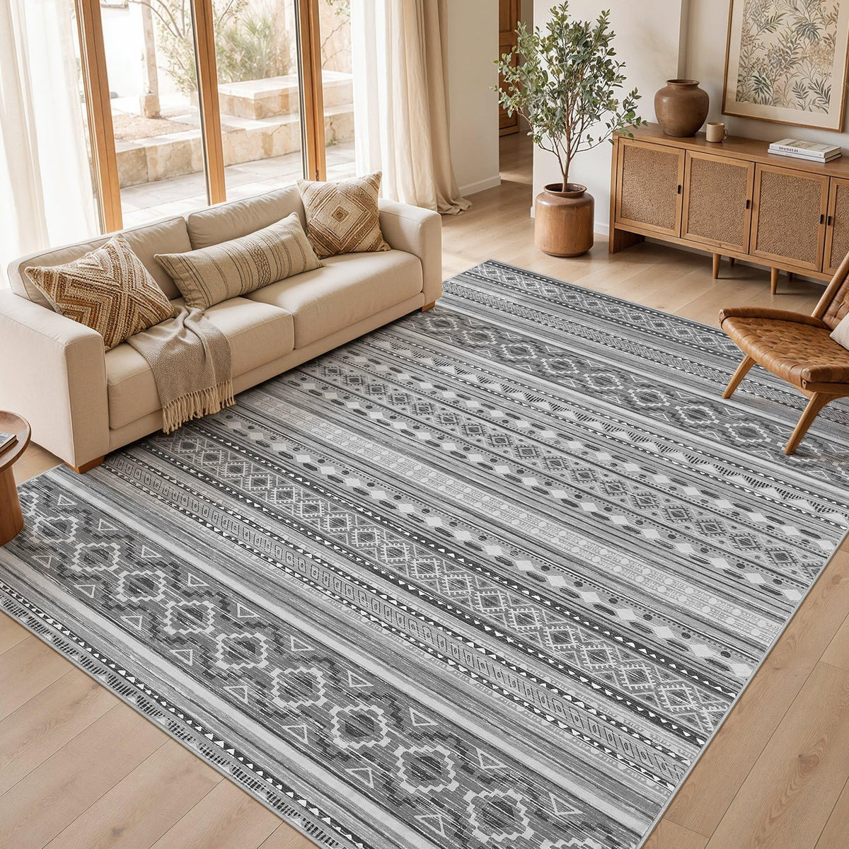 cotiled 6x9 Area Rugs for Living Room: Boho Washable Rug for Dining Room