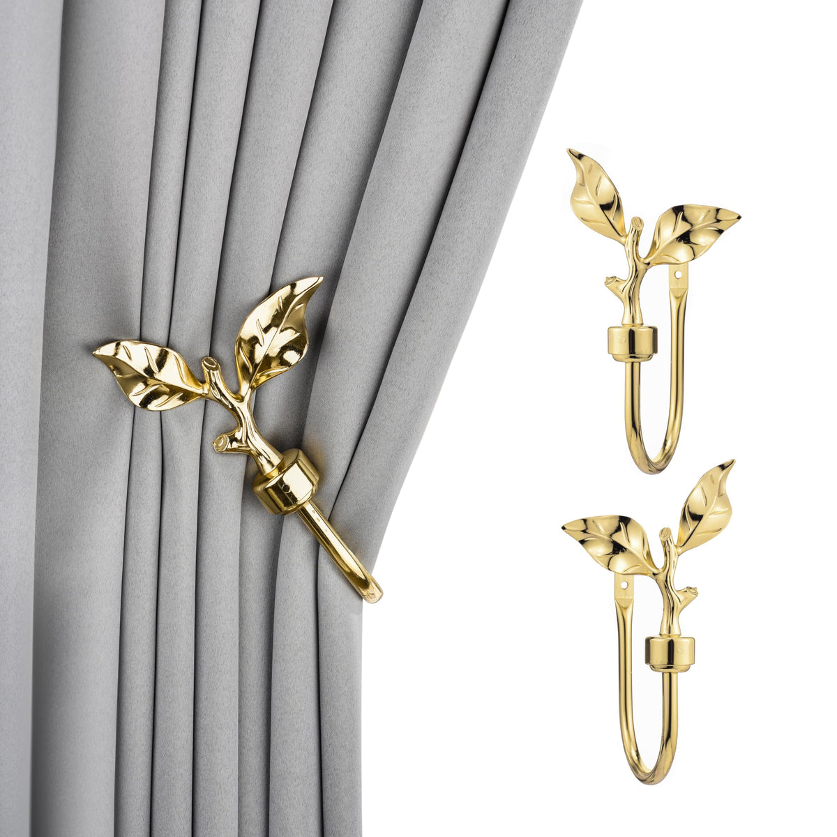 SUQ I OME Leaf Shaped Curtain Holdbacks, Bronze, 1 Pair