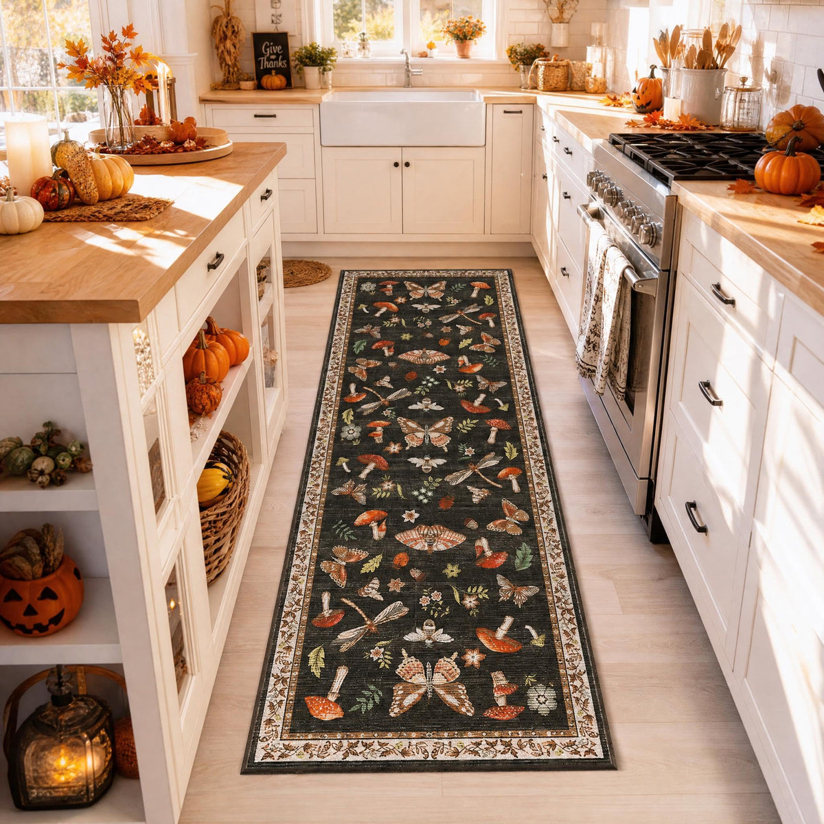 ROYHOME Mushroom Insect Washable Rug 5x7 for Bedroom Living Room Brown