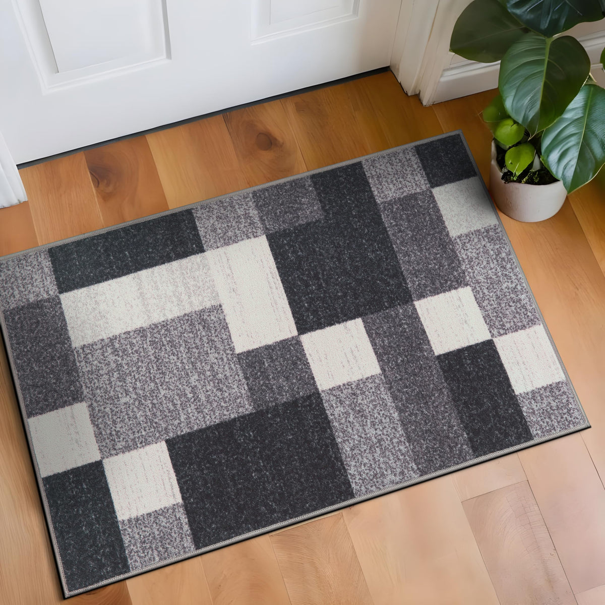 Rugshop Geometric Boxes Non-Slip Contemporary Area Rug Blue 5'3" x 7'3"