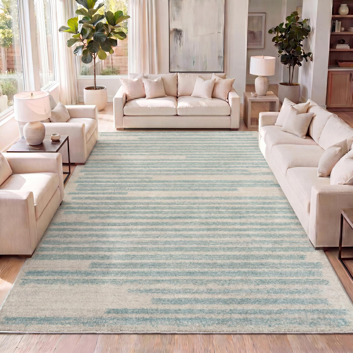 JONATHAN Y Khalil Modern Berber Stripe Cream/Black Indoor Area Rug, 8x10, Contemporary, Bohemian, Easy-Cleaning for Living Room, Bedroom, Kitchen, Pet Friendly, Non-Shedding (MOH207A-8)