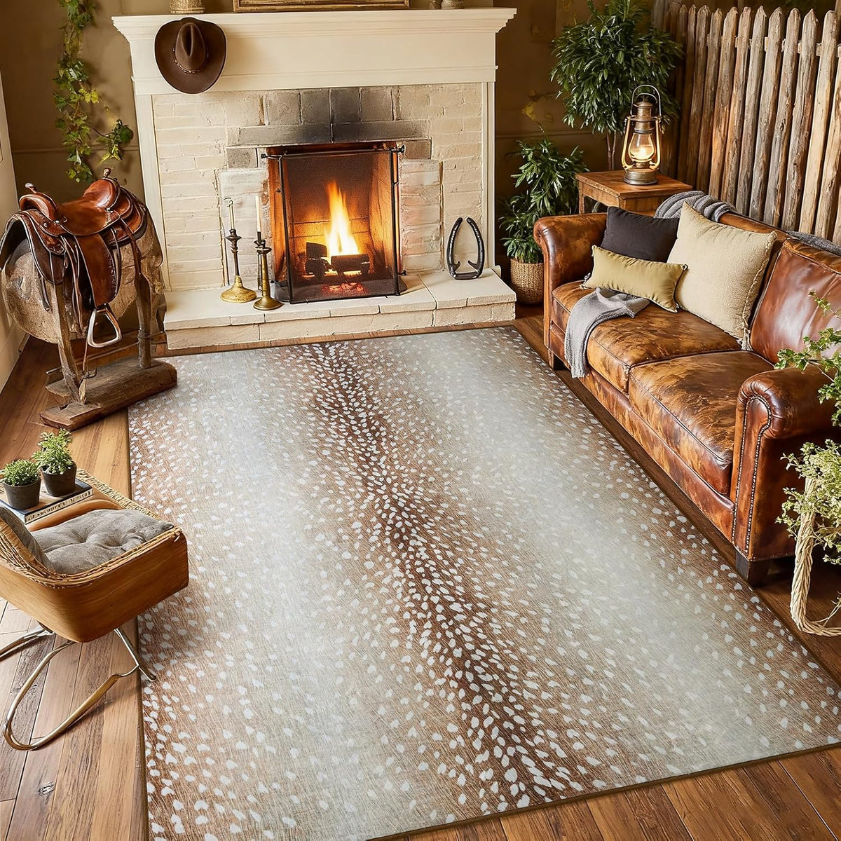 BENRON Soft Antelope Rug 4x6, Faux Animal Print Rug for Living Room Bedroom