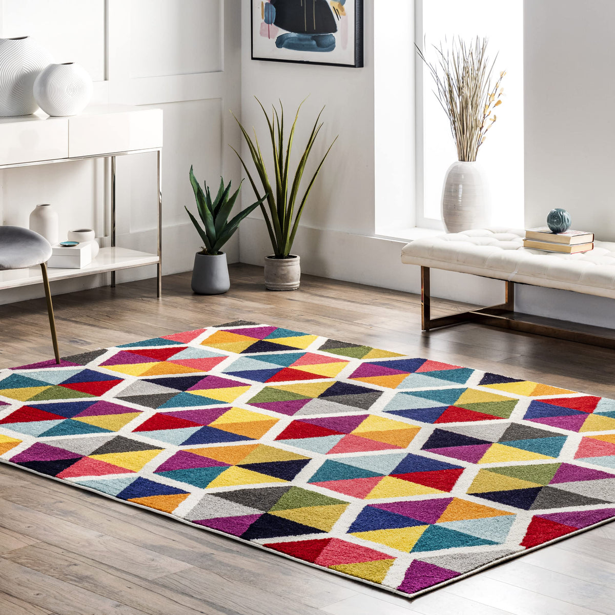 nuLOOM Maris Multicolor Geometric Power Loomed Area Rug, 4' x 6'