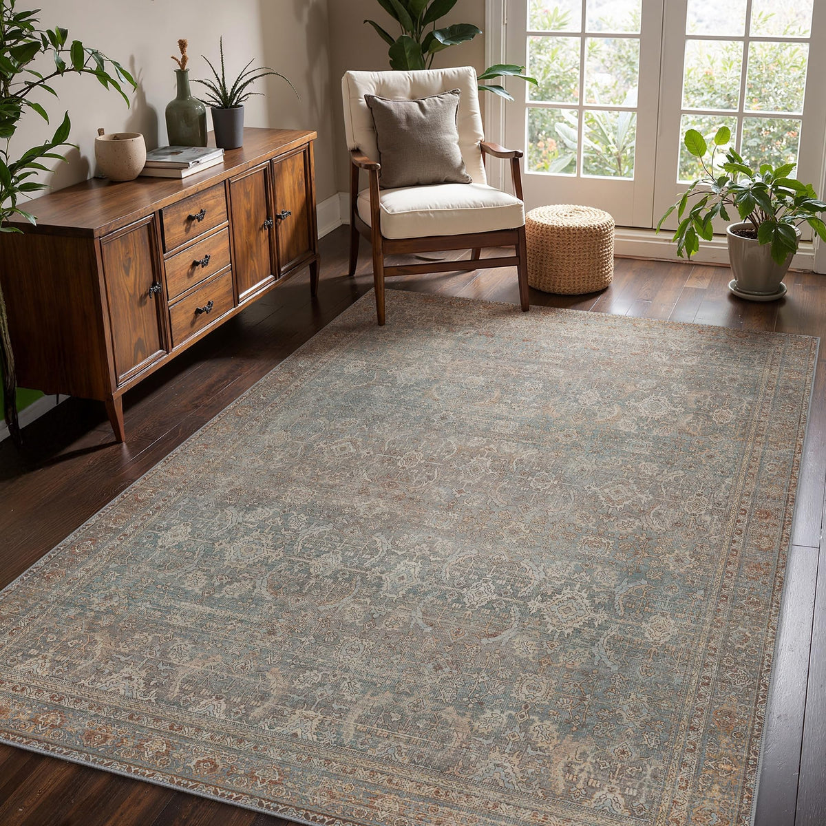 8x10 Area Rug Washable Rug for Living Room Bedroom Non Slip Carpet Taupe