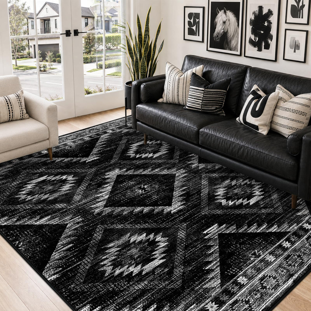 BESTSWEETIE 5'x7' Washable Area Rug for Living Room Bedroom Yellowbrown
