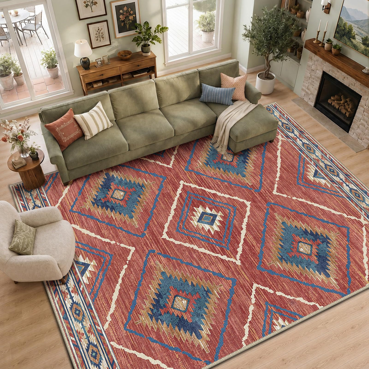 BESTSWEETIE 5'x7' Washable Area Rug for Living Room Bedroom Yellowbrown