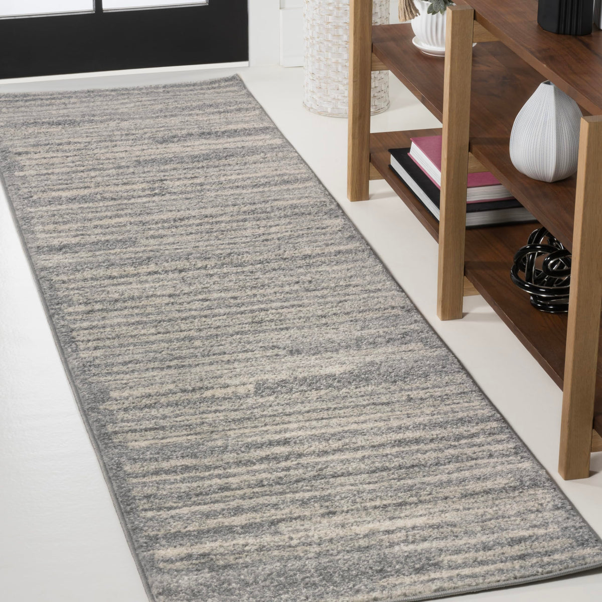 JONATHAN Y Khalil Modern Berber Stripe Cream/Black Indoor Area Rug, 8x10, Contemporary, Bohemian, Easy-Cleaning for Living Room, Bedroom, Kitchen, Pet Friendly, Non-Shedding (MOH207A-8)