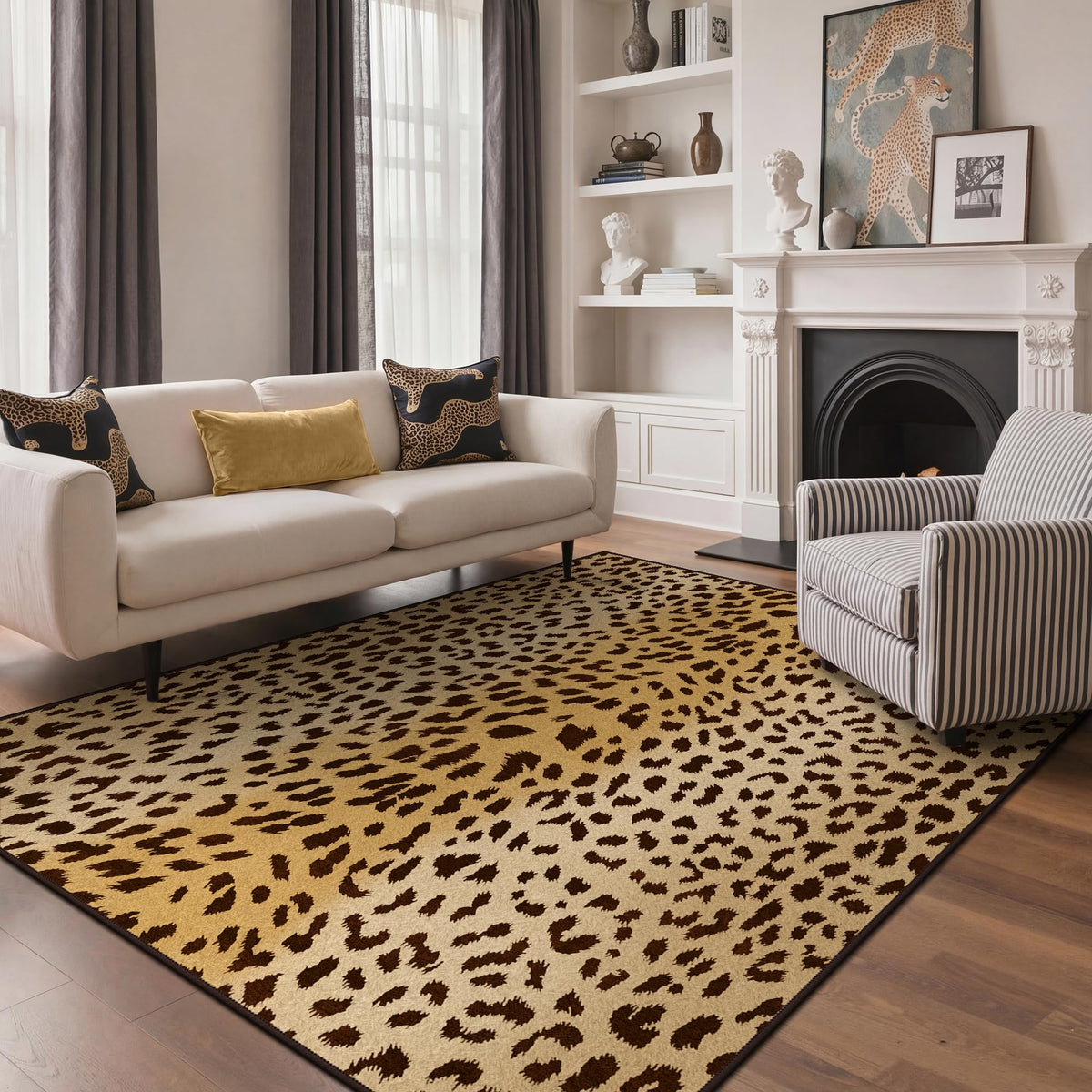 Bavni Zebra Print Rugs 5x7 Washable Area Carpet for Bedroom Living Room
