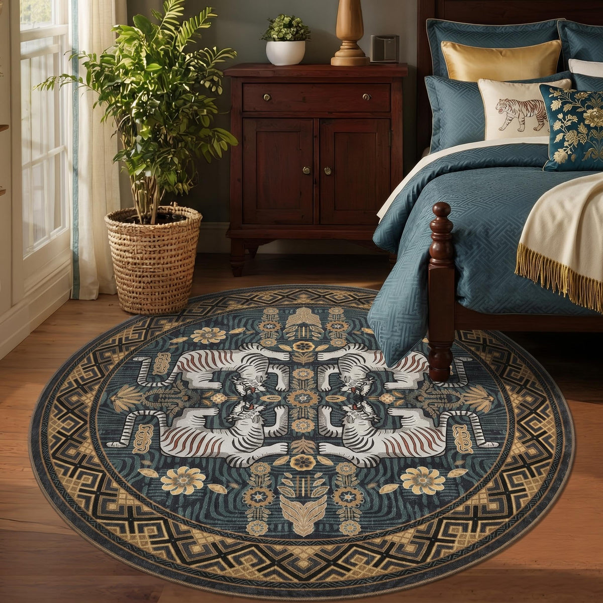 GarveeHome Tiger 8x10 Area Rugs Boho Washable Vintage Non Slip Living Room