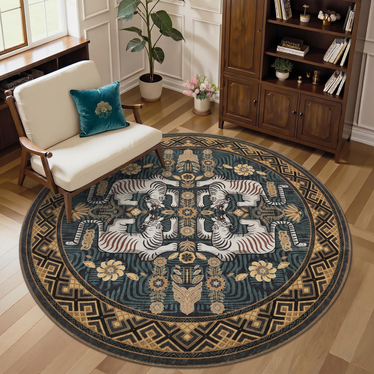 GarveeHome Tiger 8x10 Area Rugs Boho Washable Vintage Non Slip Living Room