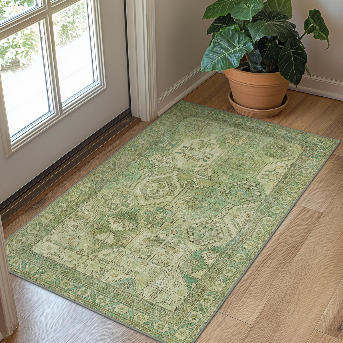 8x10 Area Rug Washable Rug for Living Room Bedroom Non Slip Carpet Taupe