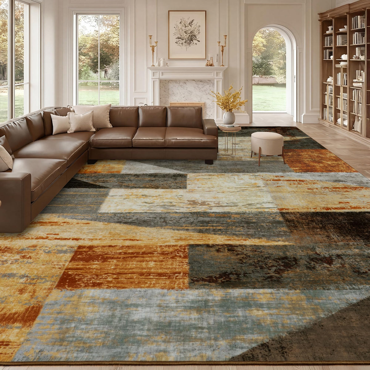 Mugorn Modern Geometric Living Room Rug, Soft Washable 4x6 Area Rug