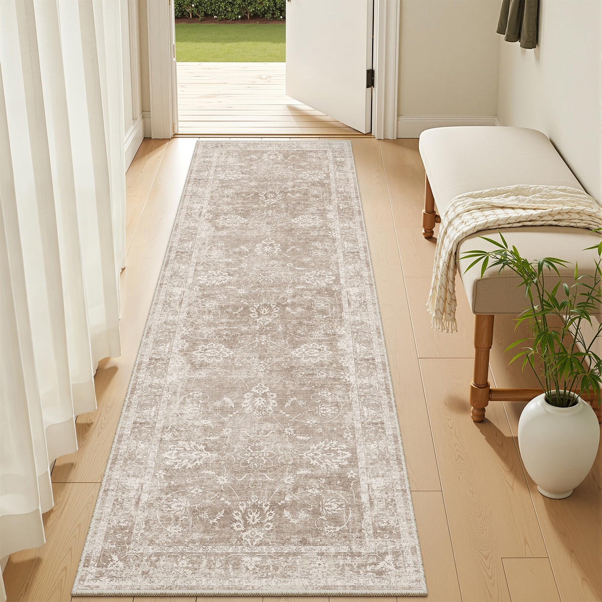 Madane 8x10 Area Rugs for Living Room, Washable Neutral Rug Brown/Sand