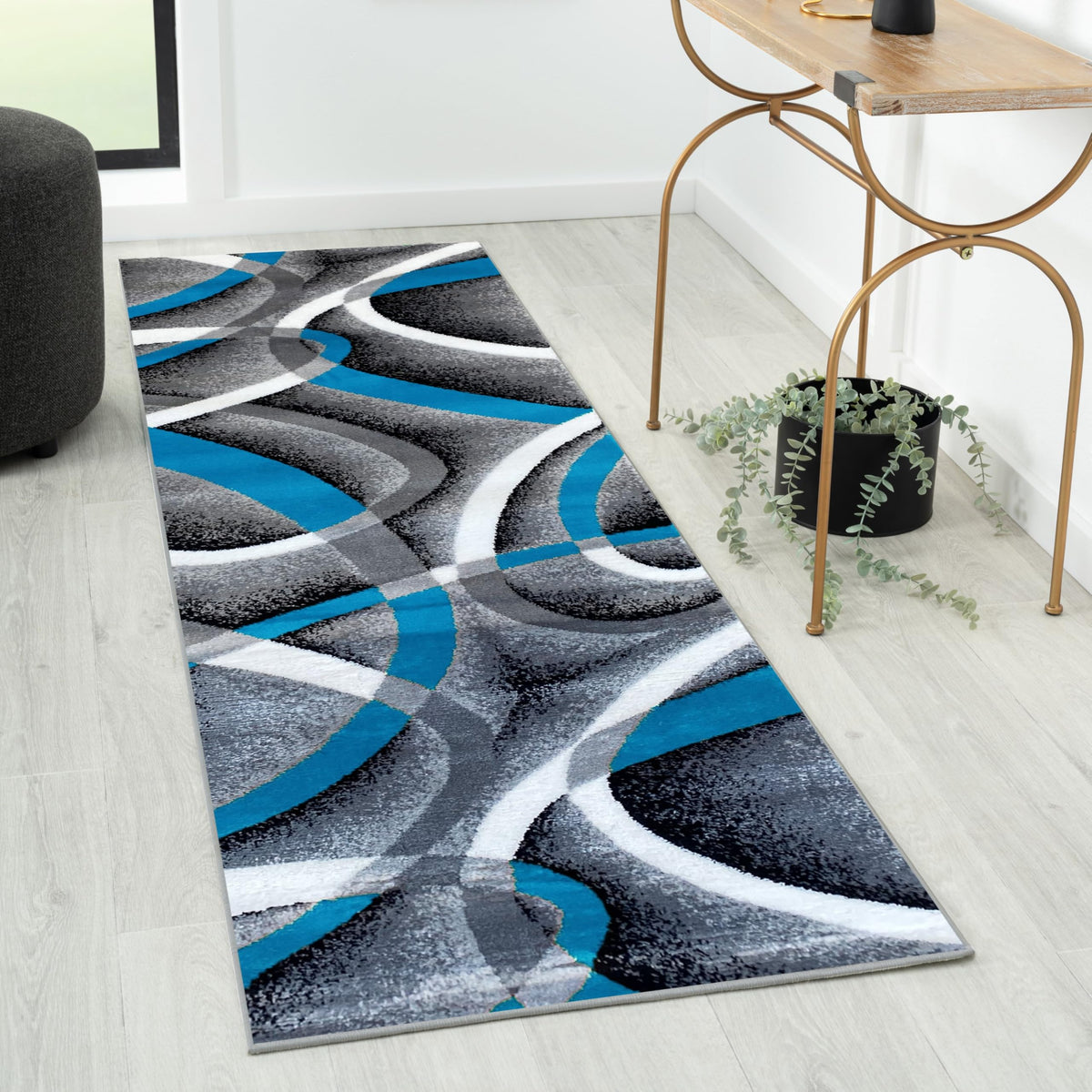 Luxe Weavers Geometric Abstract Area Rug Navy 5x7