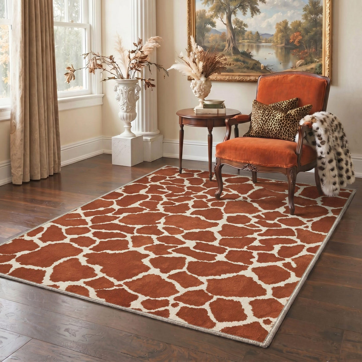 Bavni Leopard Rug 5x7 Cheetah Animal Print Rug Washable Jungle Rugs Blue