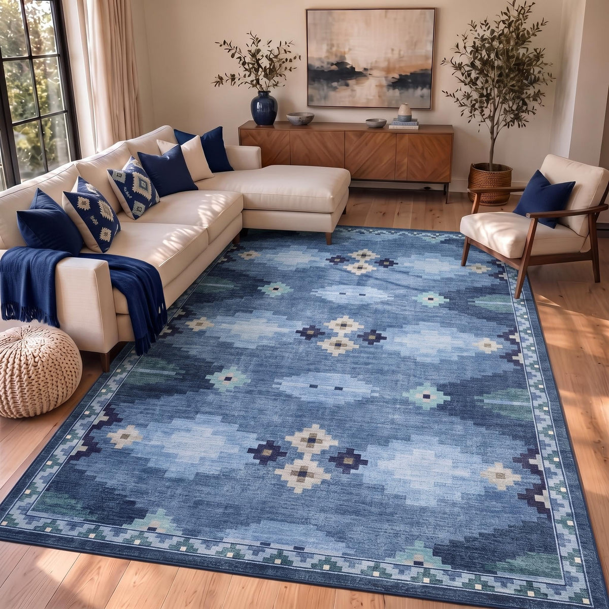 GarveeHome Modern Geometric Bedroom Washable 4x6 Small Living Room Rugs