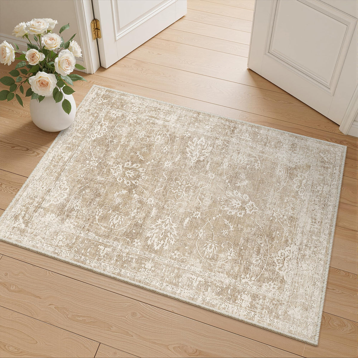 Madane 8x10 Area Rugs for Living Room, Washable Neutral Rug Brown/Sand