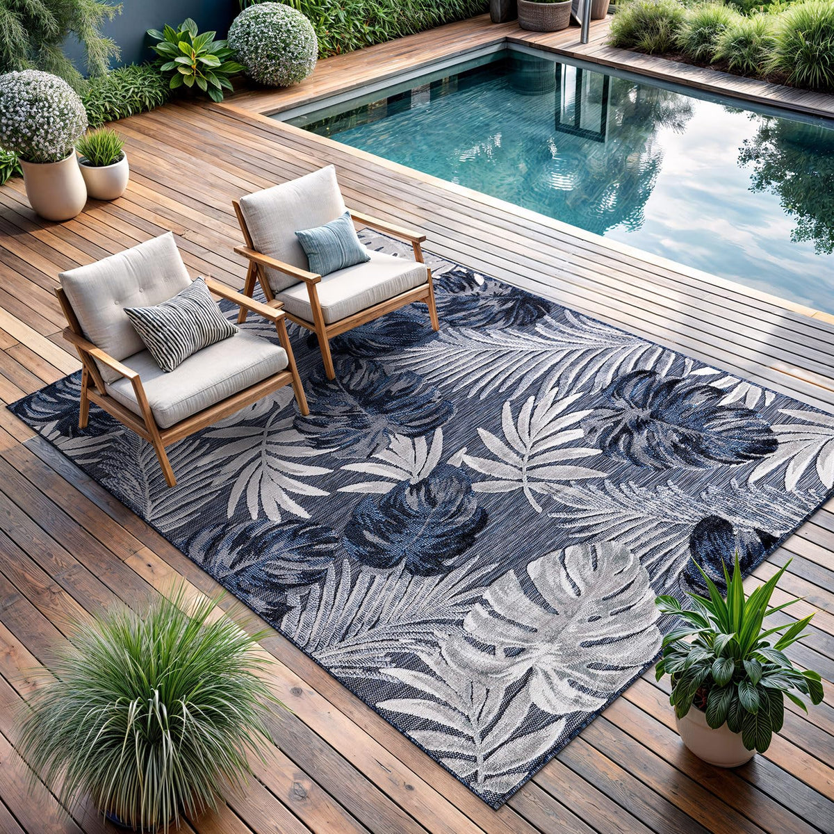 CAMILSON Indoor Outdoor Rug, Multicolor 6x9 Geometric Arch Striped Area Rugs for Patio and Home Areas, Easy-Cleaning Non-Shedding Living Room, Garden and Deck Washable Outside Carpet (6 x 9)