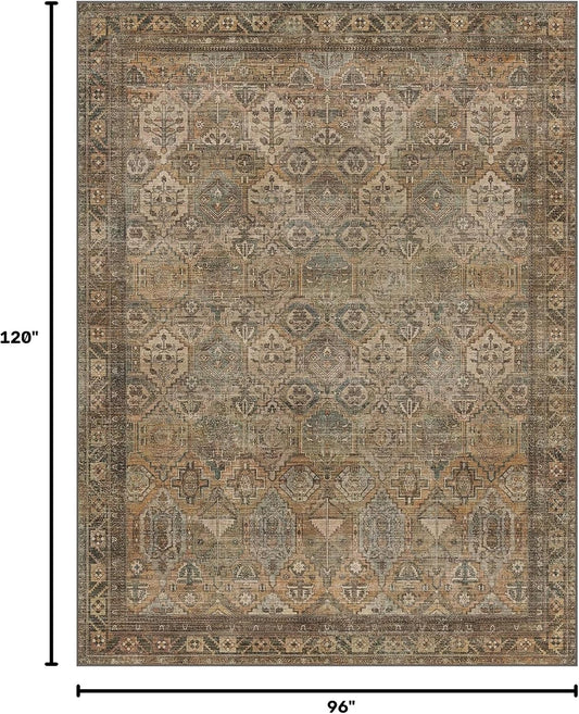 8x10 Area Rug Washable Rug for Living Room Bedroom Non Slip Carpet Taupe