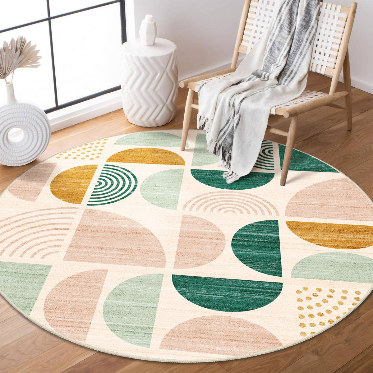 MUJOO 5x7 Area Rugs Washable,Boho Rugs Non Slip Modern Abstract Large