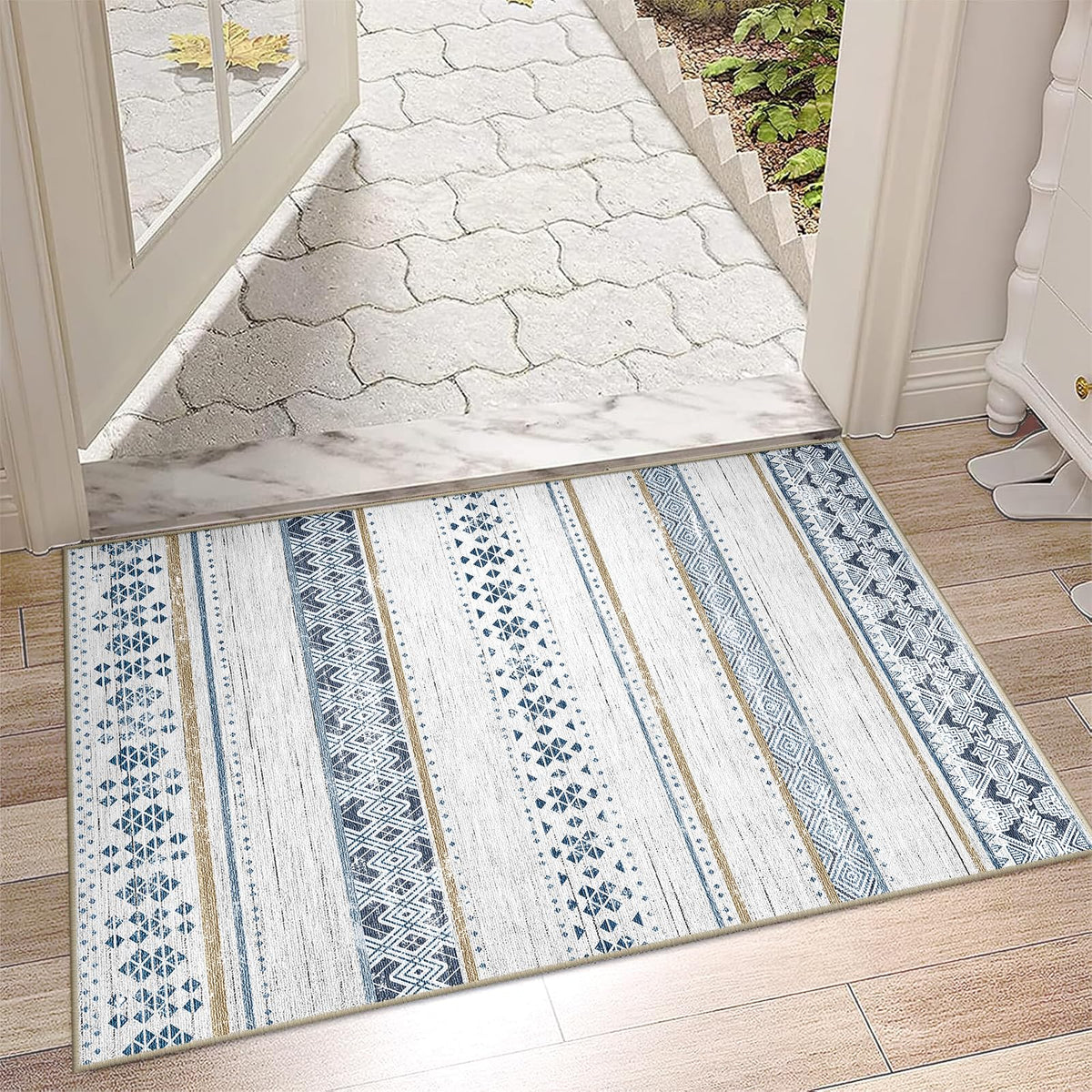 8x10 Washable Area Rugs for Living Room Boho Bedroom Rug Black/Brown