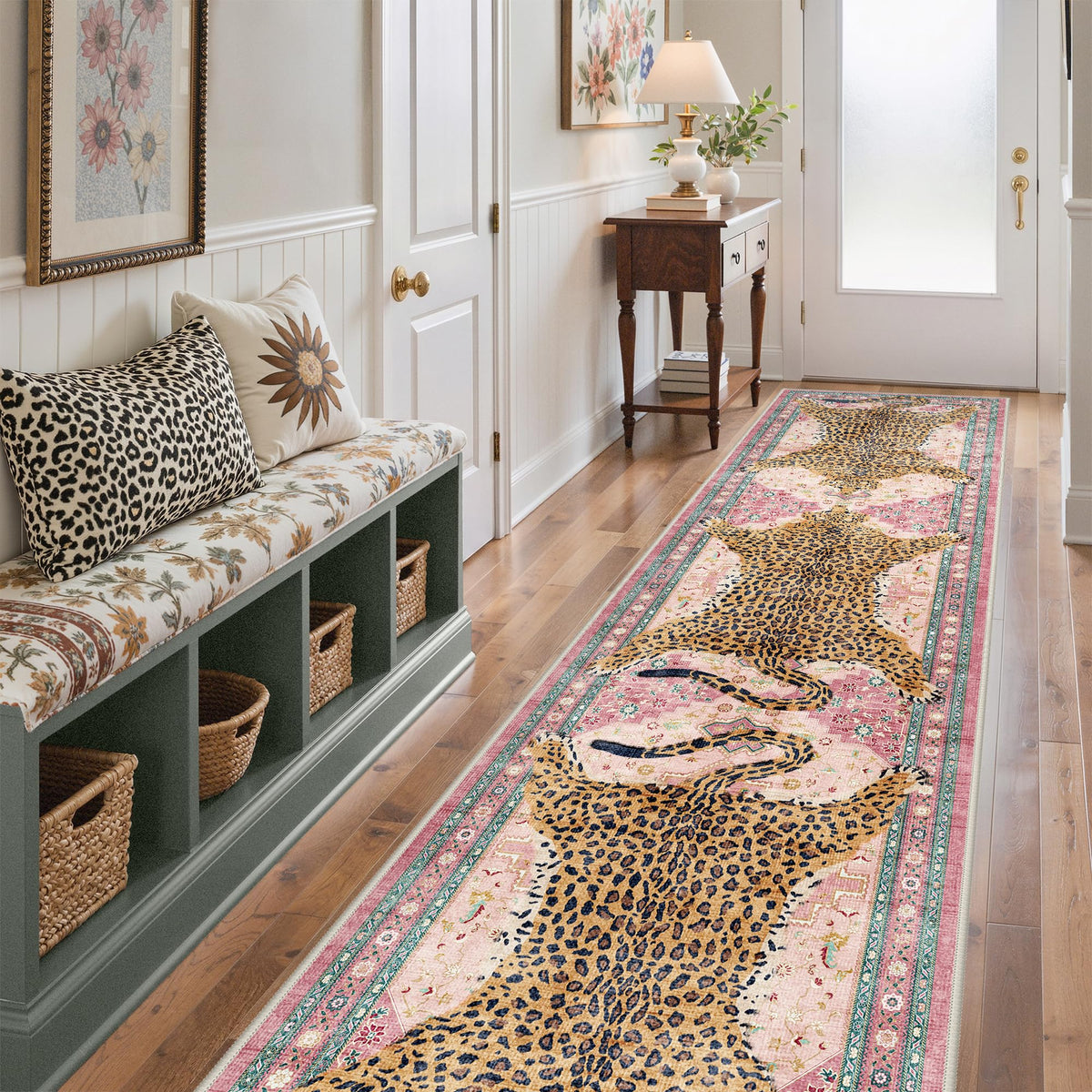 Bavni Leopard Rug 5x7 Cheetah Animal Print Rug Washable Jungle Rugs Blue