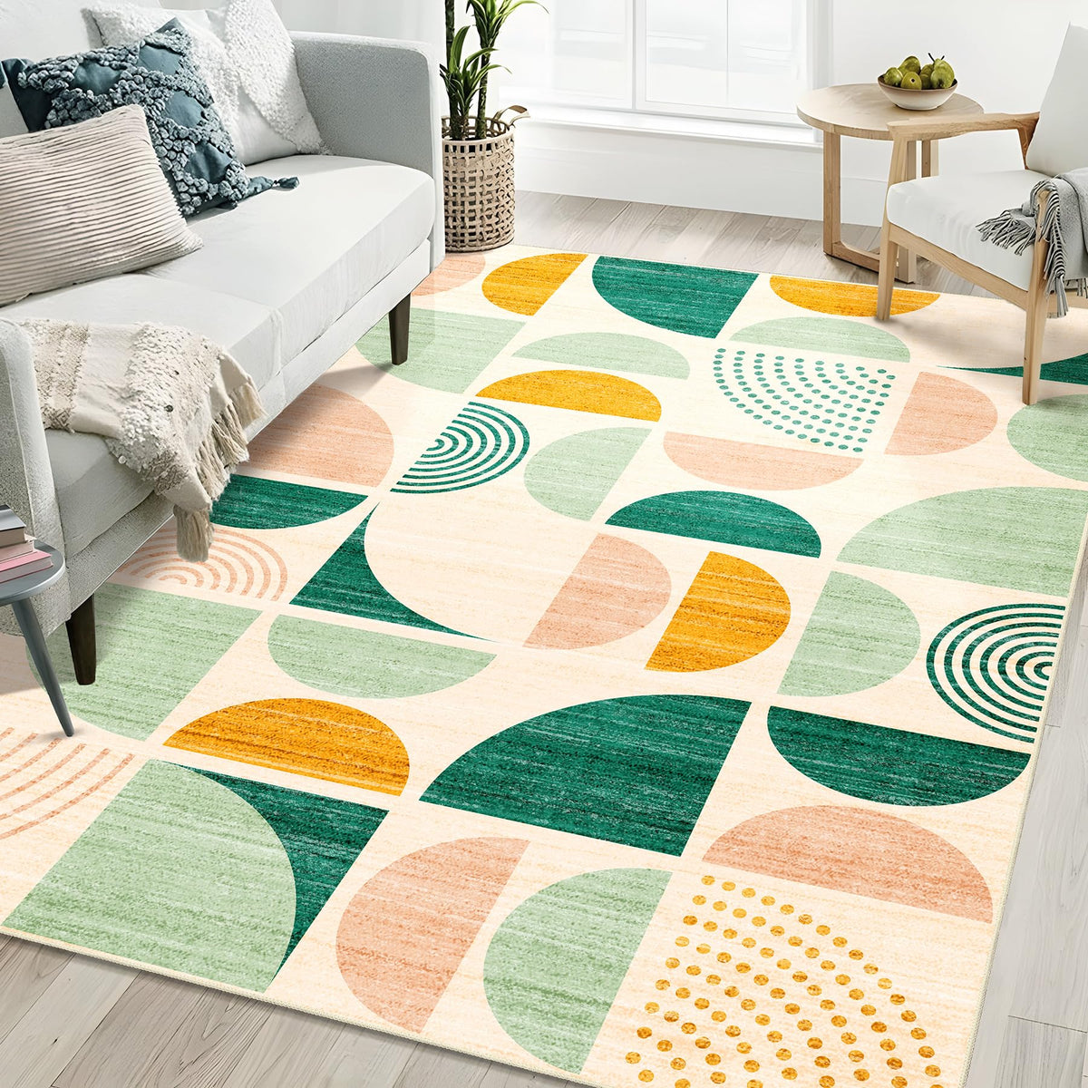 MUJOO 5x7 Area Rugs Washable,Boho Rugs Non Slip Modern Abstract Large