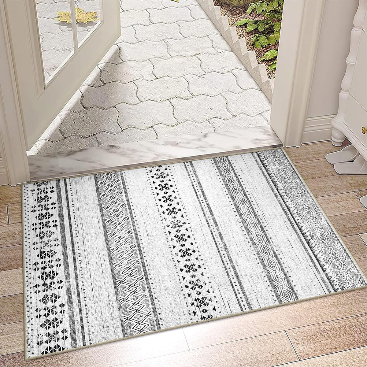 8x10 Washable Area Rugs for Living Room Boho Bedroom Rug Black/Brown