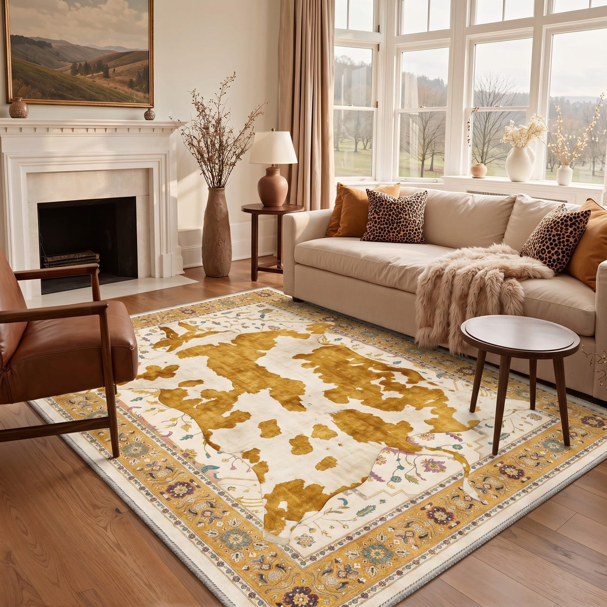 Bavni Leopard Rug 5x7 Cheetah Animal Print Rug Washable Jungle Rugs Blue