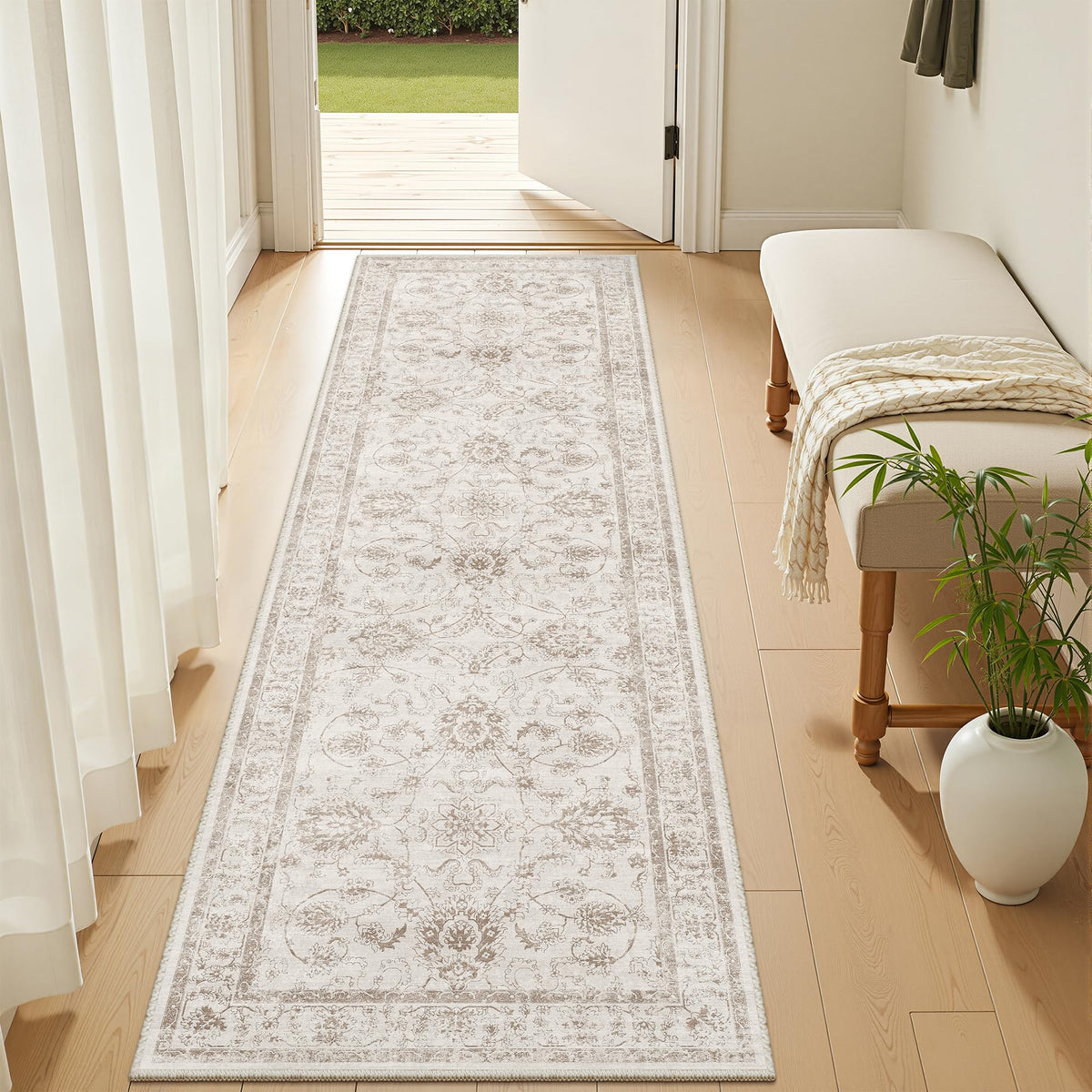 Madane 8x10 Area Rugs for Living Room, Washable Neutral Rug Brown/Sand