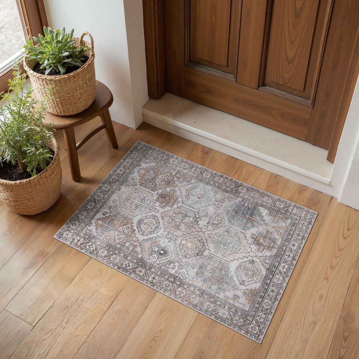 8x10 Area Rug Washable Rug for Living Room Bedroom Non Slip Carpet Taupe