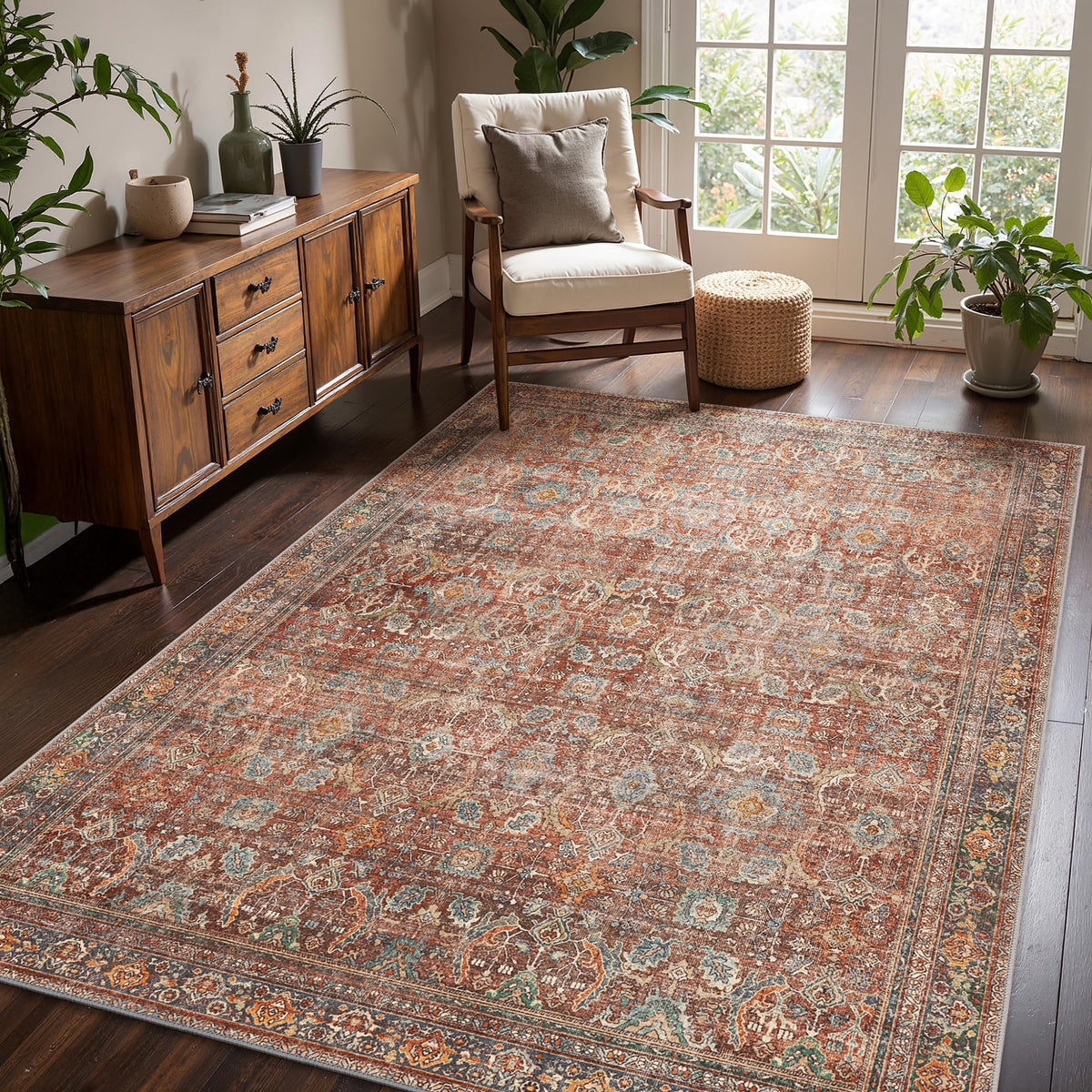 8x10 Area Rug Washable Rug for Living Room Bedroom Non Slip Carpet Taupe