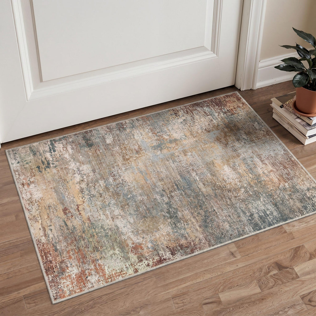 BEIMO 5x7 Washable Area Rugs, Green Mid Century Modern Rug for Bedroom