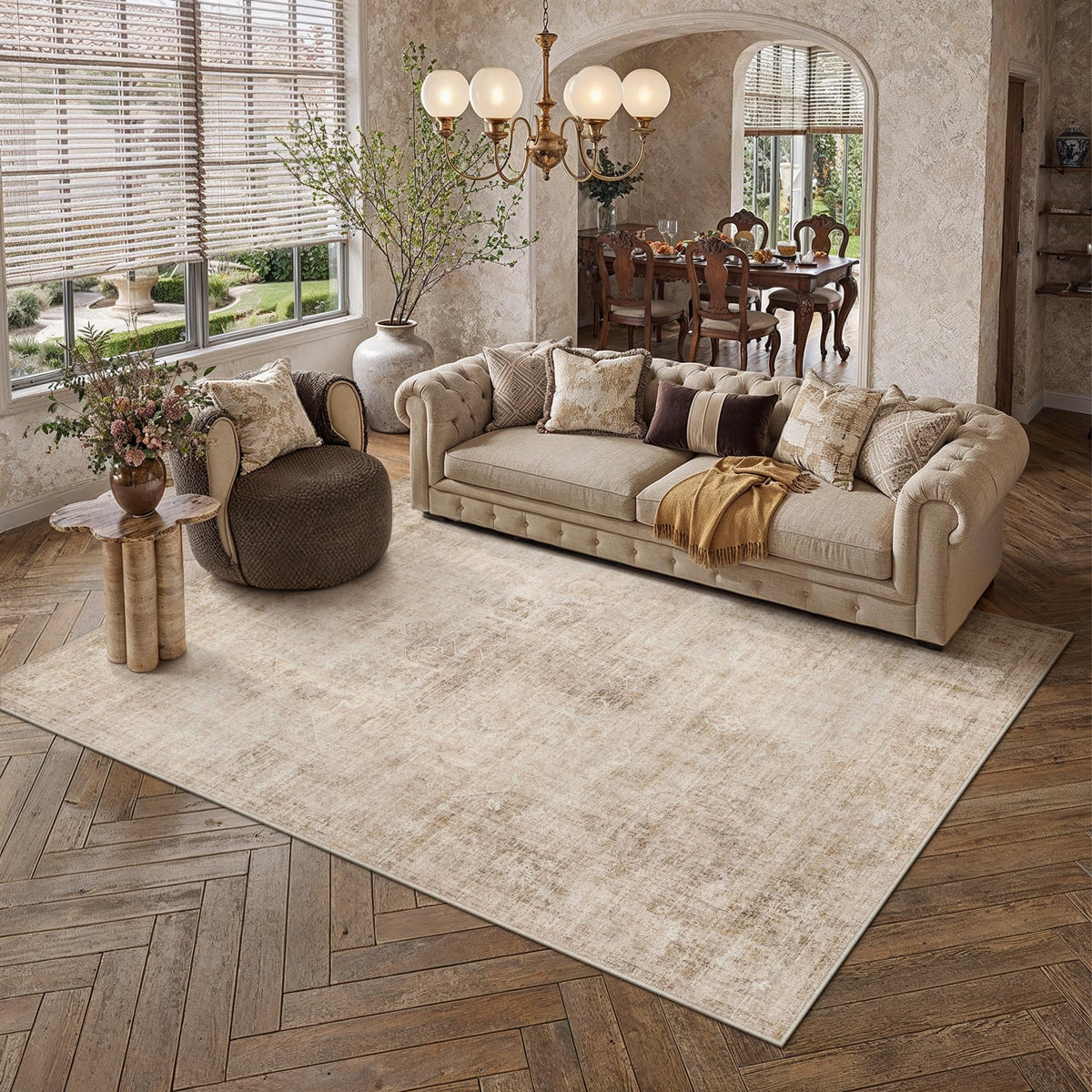 8x10 Dark Brown Vintage Area Rug